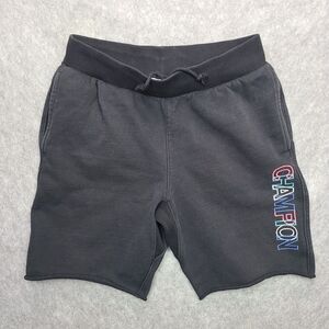 Champion Reverse Weave Cut Off Shorts Mens M Black‎ Retro Colors Ribbed Gusset
